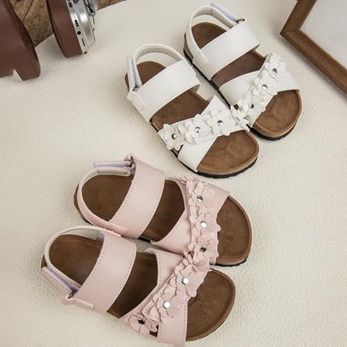 Girls Sandals Open Toe Adjustable Straps Cork Footbed Slippers Summer Shoes Toddler/Little Kid/Big Kid for Indoor Outdoor4