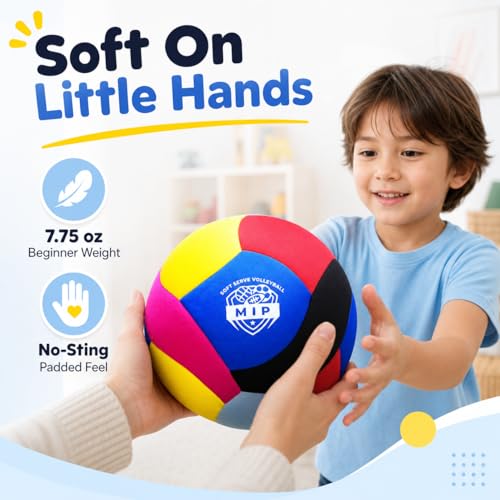 Image of MIP Silent Indoor Volleyball - Soft Padded Ball for Kids & Toddlers | No Sting, Real Bounce, Quiet Play | CPC Certified | Safe for Apartments, Carpets & Furniture | Ages 3 and Up
