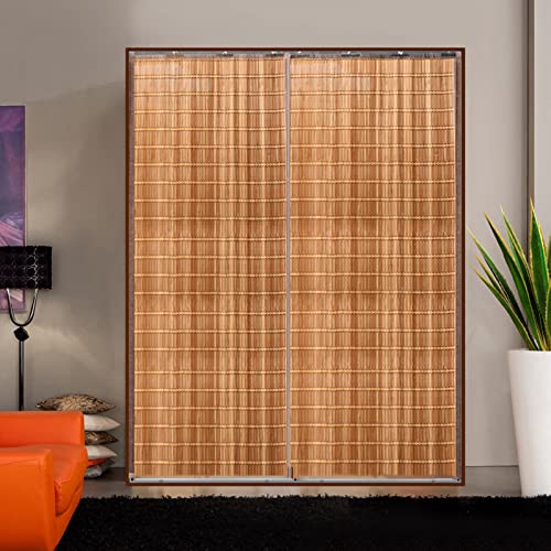 Cortina de bambú para puerta corrediza, plegable, para divisor de habitación, con ojales, para sala de estar y dormitorio, 300 x 160 cm