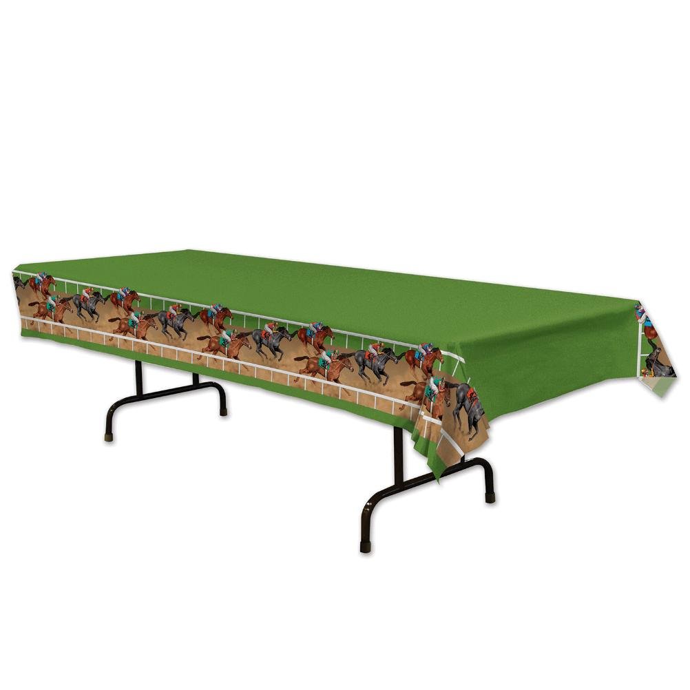 Beistle Horse Racing Tablecover, 54 By 108-Inch, Multicolor