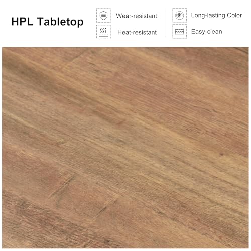 Image of PURPLE LEAF 9 Pieces Patio Dining Set with Cushion and Wicker Arm Deep Teak | Premium HPL Tabletop, Sunbrella Color Lasts, Quick-Dry Textilene Rope Backrest, Stable Aluminum Frame, Washable Seat Cover
