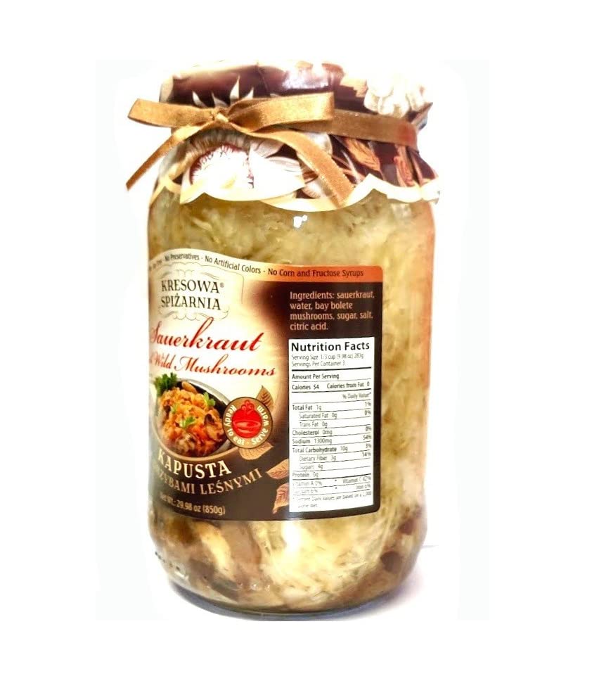 Miniatura 3 de Al Amin Foods Chucrut polaco con champiñones silvestres (Kapusta kiszona z lenymi grzybami) 2 tarros de vidrio NT. Peso 29.98 onzas (29.98oz) Por