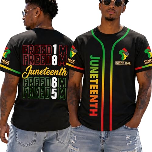 Talovee Juneteenth Freedom T-Shirt Short Sleeve Crewneck Shirt Independence Day Pride Flag Apparel Men Stripe Black-02 XX-Large