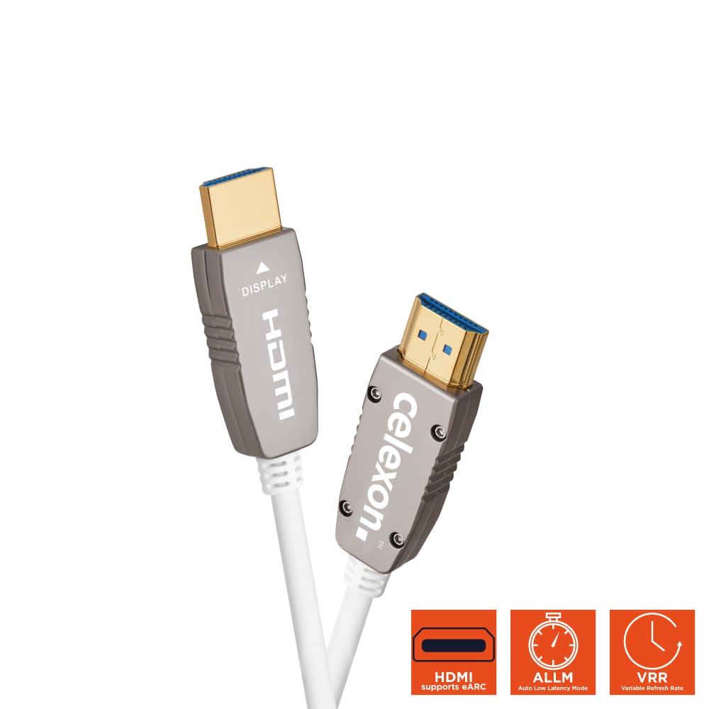 Celexon Cable Activo de Fibra óptica UHD HDMI 2.1 8K de 20 m, Blanco