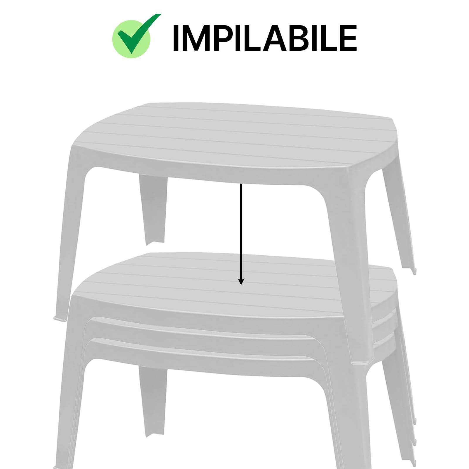 IPAE-PROGARDEN Tavolino da Giardino Colore Bianco - Modello Kai