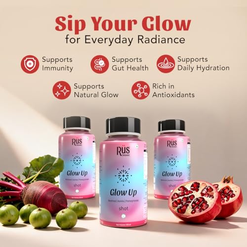 Image of Rus Organic Beet Pomegranate Amla Wellness Drink | Skin Glow & Antioxidants | 125ml x 4 | Cold Pressed | No Preservatives