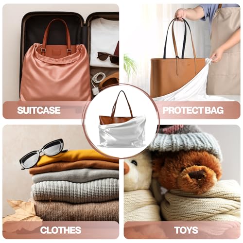 Image of Silk Dust Bag for Handbag, Purses, Shoes, Boots - Silk Drawstring Dustproof Storage Pouch, Reusable and Travel Organizers (2, White, 20in x 20in)