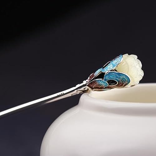 Miniatura 7 de Hotan Jade S925 Horquilla plateada con perla y flor de ciruelo chino estilo Hanfu palillos de pelo retro hechos a mano, accesorios para el cabello