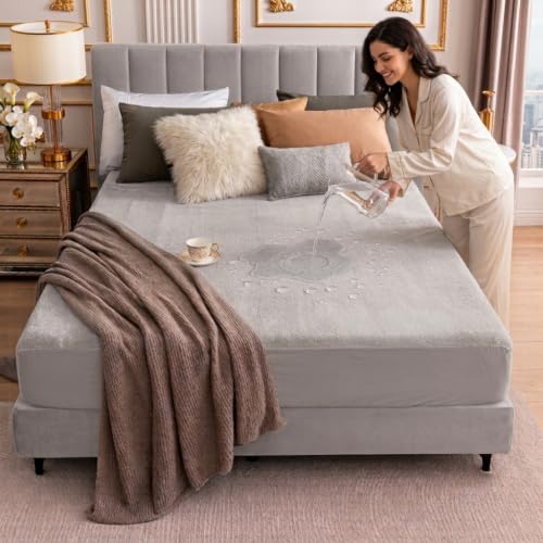 Waterproof Cotton Mattress Protector for Single Size Bed - 72x36 Inches, Grey | Hypoallergenic, Noiseless & Washable Mattress Protector | ﻿Fitted Sheet Design Mattresses Cover