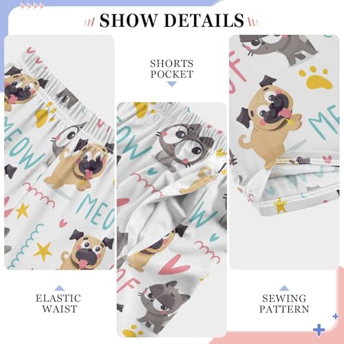 Cute Pug Dogs Cats Boys Pants for Kids Jogger Pants with Pockets S-XL4