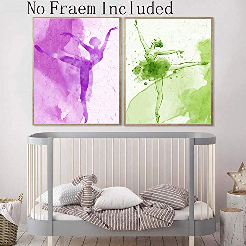 Image of 4 Set - Ballet Art Painting Elegant Dancing Canvas Art Pictures - Ballerina Print Ballet Dancer Collection Poster - Fashion Women or Girl Bedroom Dance room Home Decor Gift - No Frame,8 inchx10 inch