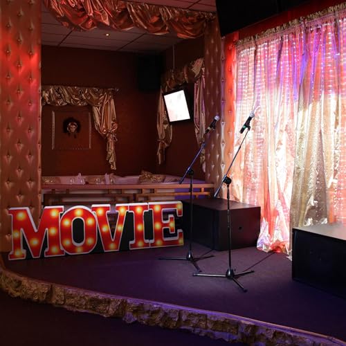 Image of DoubleFill 7.7 ft Movie Night Party Decorations Red Carpet Movie Letter Cardboard Cutout Stand up Premiere Party Decorations Red Carpet Photo Prop Backdrop for Prom Night Theme Decor