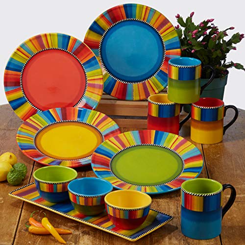 Set de 4 tazas de cerámica de 16 oz multicolor miniatura 2