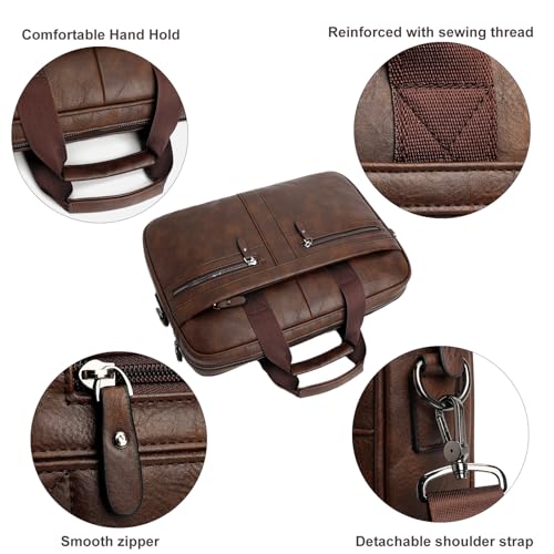Maletín de cuero para laptop hombre 16 pulgadas negro miniatura 5