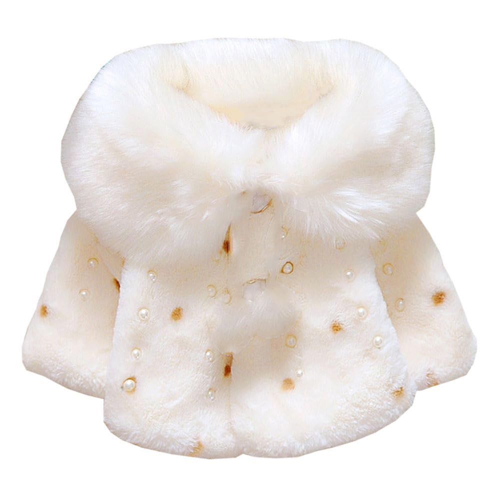 Nouveau Née Bébé Fille Duveteux Fausse Fourrure Manteau Veste Cap Manteau Poncho 0-3 Ans