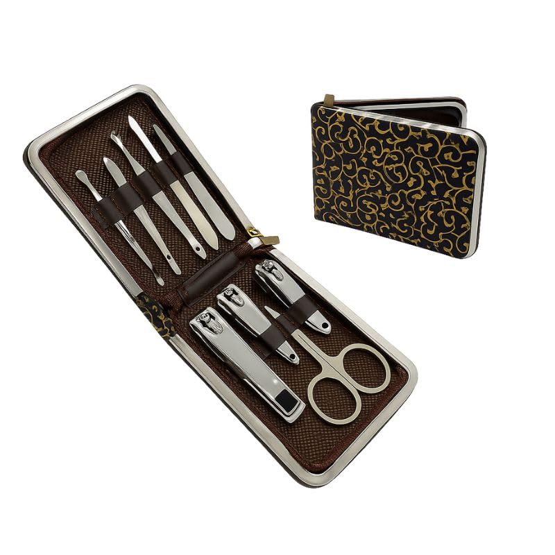 Kit Manicure 9 Peças Aço Inox Com Estojo | Cortador De Unhas | Autocuidado | Pedicure