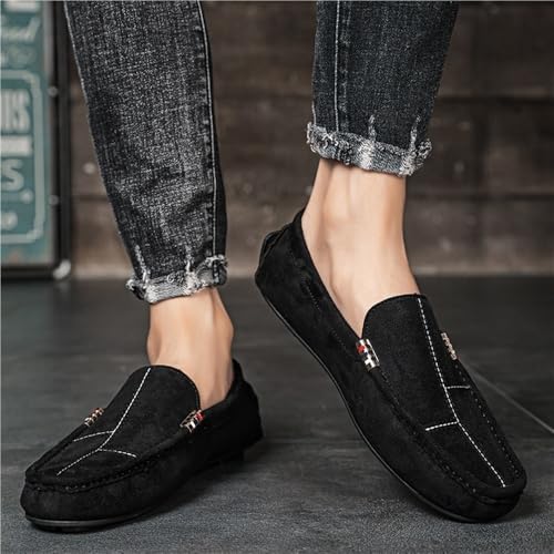 Resistant Anti-Slip Lightweight Mens Loafers Shoe Round Toe Suede Vamp Moccasins Driving Loafers2