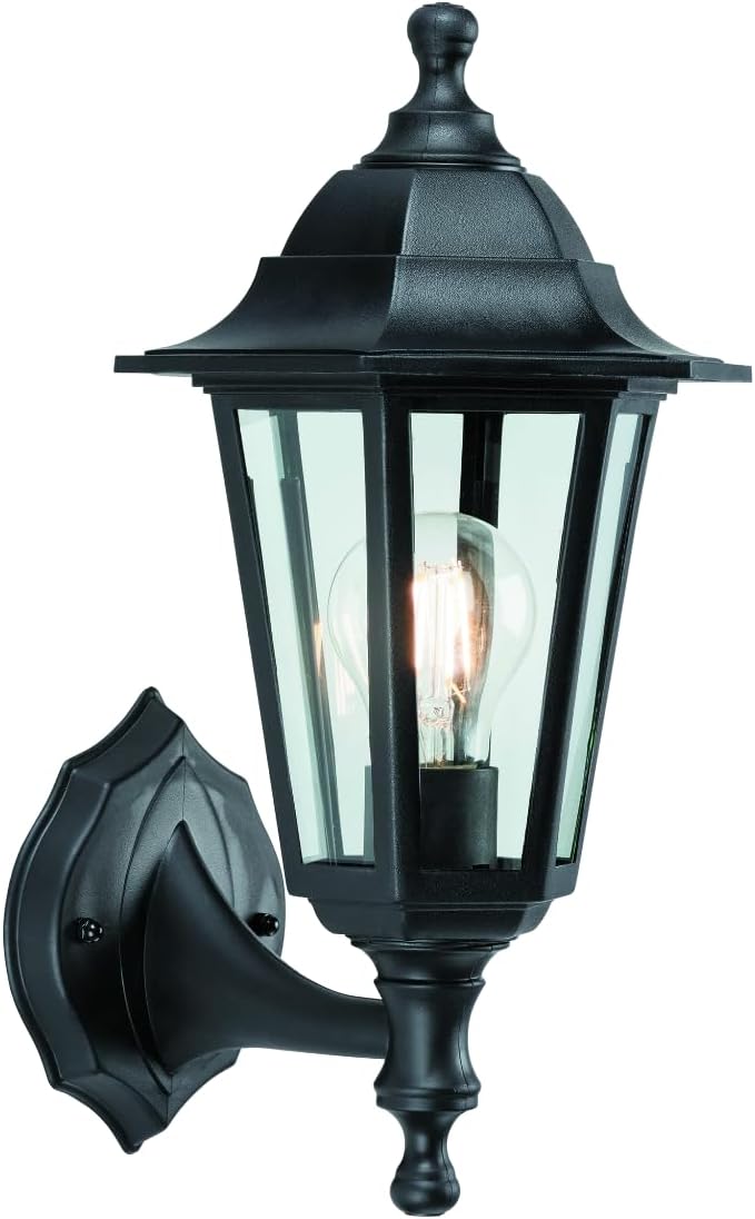 National Lighting Mayflower Traditional Style Black Outdoor Garden Security Porch Weatherproof Wall Light Lantern IP44 Rated Reversible