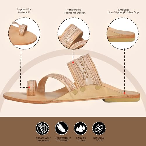 Image of Kolhapuri Chappal for Men Original, Pure Leather Handcrafted Traditional Kolhapuri Chappal for Man Formal Footwear for Weddings & Parties, Ethnic Wear & Daily Comfort