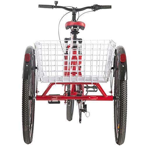 Barbella Adult Mountain Bike, 7 Speed Three Wheel Bike Mountain Tricycle Cruiser Trike, 24/26/27.5 Inch Adults Trikes with Shopping Basket, Exercise Men's Women's Tricycles