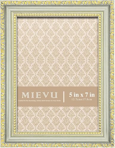 MIEVU 5x7 Picture Frame White, Ornate Vintage Frame, Wall or Tabletop
