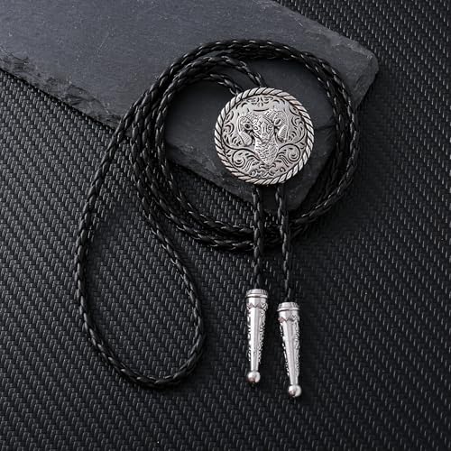 Image of HUABOLA CALYN Bolo Tie for Men Women, Native American Turquoise /Longhorn Bull /Eagle /Horse Bolo ties,Western Tie Costume