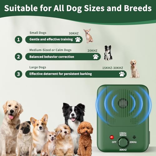 Anti Bell Gerät Hunde, 3 Modi Antibell Ultraschall Gerät, 33 Fuß Stopp Hundebell Gerät, IPX4 Wasserdichtes Anti-Bell-Mittel für Hunde das Training Großer Kleiner Hunde im Freien Innenbereich Antibell