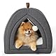 BEDSURE Katzenbett große Katzen Katzenhöhle- 44x44x44 cm Katzenhaus Indoor mit abnehmbarem Sherpa Katzenkissen und hängendem Spielzeug, Katzen Bettchen waschbar, dunkelgrau