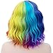 TopWigy Rainbow Curly Wig Synthetic Heat Resistant Short Colorful Wigs for Halloween Costume Cosplay Party Christmas 14 Inches
