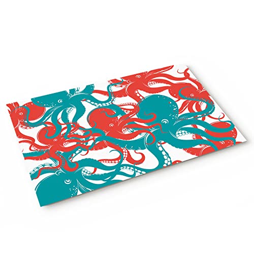 BedSweet Indoor Door Mat Non Slip Door Mats,Colorful Octopus Group Ocean Theme Sea Art Painting 20”x32” Dirt Entrance Inside Floor Mats Area Rug for Entryway
