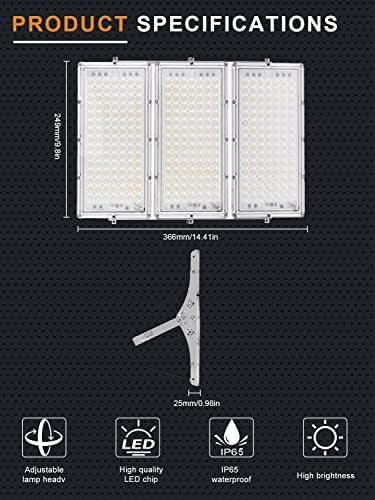 Ankishi 300W LED Flood Lights Outdoor, 30000LM Super Bright LED Security Lights, IP65 Waterproof LED Outside Lights, 6500K Daylight White Outdoor Lights Mains Powered Floodlight for Garden Warehouse