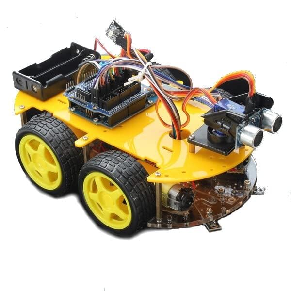 Image of Smart Robot Car Kit for Beginners with UNO R3 Board, Ultrasonic Sensor, Line Tracking, IR Remote Control and DIY Assembly, STEM Robotics Learning Kit Compatible with IDE