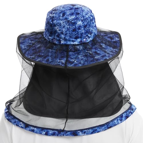 Image of BASSDASH UPF 50+ Mosquito Sun Hat with Hidden Head Net and Neck Flap for Men Women Outdoor Fishing Hiking Camping