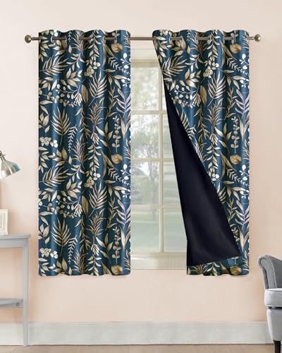 Image of Cloth Fusion Printed 100% Blackout Window Curtains 5 Feet Long Set of 2
