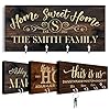 Personalized Key Holder for Wall – Custom Key Hanger with Family Name | 12 Designs, 8 Background Options | House Warming…