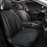KBOISE 2pcs Front Seat Covers, Luxury Breathable Leather Seat Covers, Universal Non-Slip Automotive