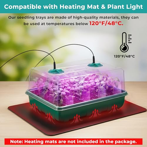 Hanaoyo 96 Cells Seed Starter Tray with Lights, 2 Packs Seed Starter Kit with Humidity Vented Domes and High Lid, Adjustable Brightness Germination Kit for Indoor Greenhouse Seed Starter - Image 6