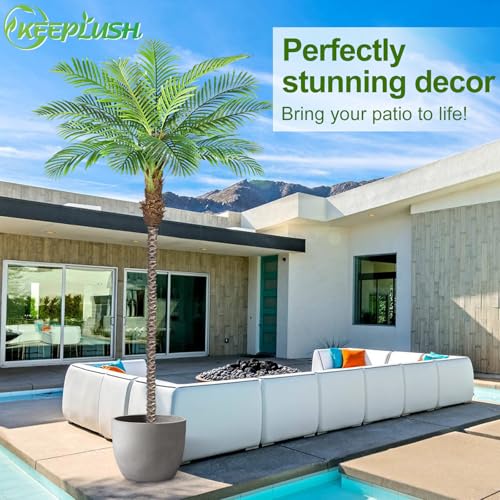 Image of 10ft Tall Artificial Phoenix Palm Tree for Outdoor Indoor Decor, Large Faux Coconut Silk Palm Tree Tropical Fake Tree Perfect for Outside Patio Poolside Home Office Decor (Set of 2)