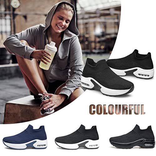 Image of YHOON Women's Walking Shoes Slip-On - Comfortable Work Shoes for Standing All Day, Breathable Air Cushion Nursing Sneakers