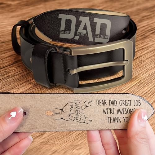 Dad The Man The Myth The Legend Great Job We're Awesome - Personalized Printed Leather Belt2