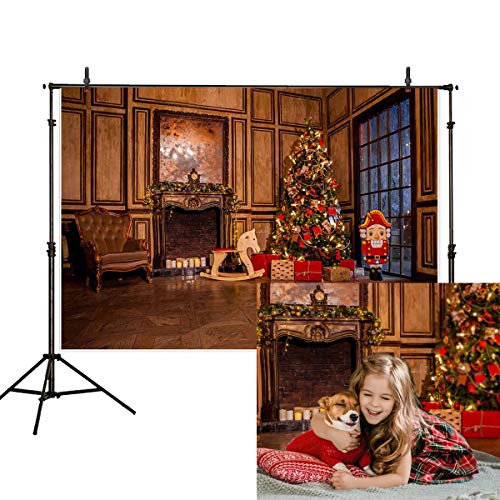 Fotohintergrund für drinnen, Weihnachtsbaum, Pferd, Geschenk, kleiner Soldat Babyparty, Fotohintergrund