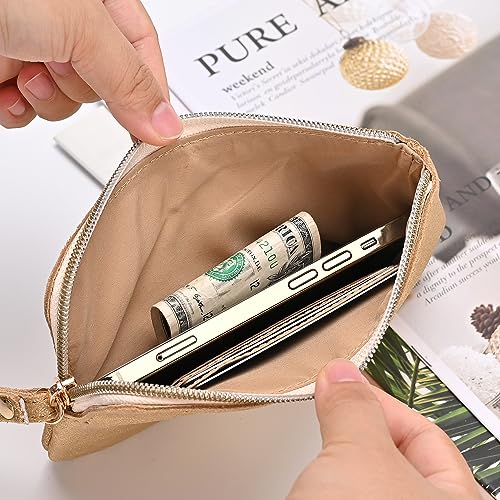 Image of Genuine Leather 4.5 x 6.5 Wristlet Purse for Women, Evening Wristlet Pouch Clutch Bag