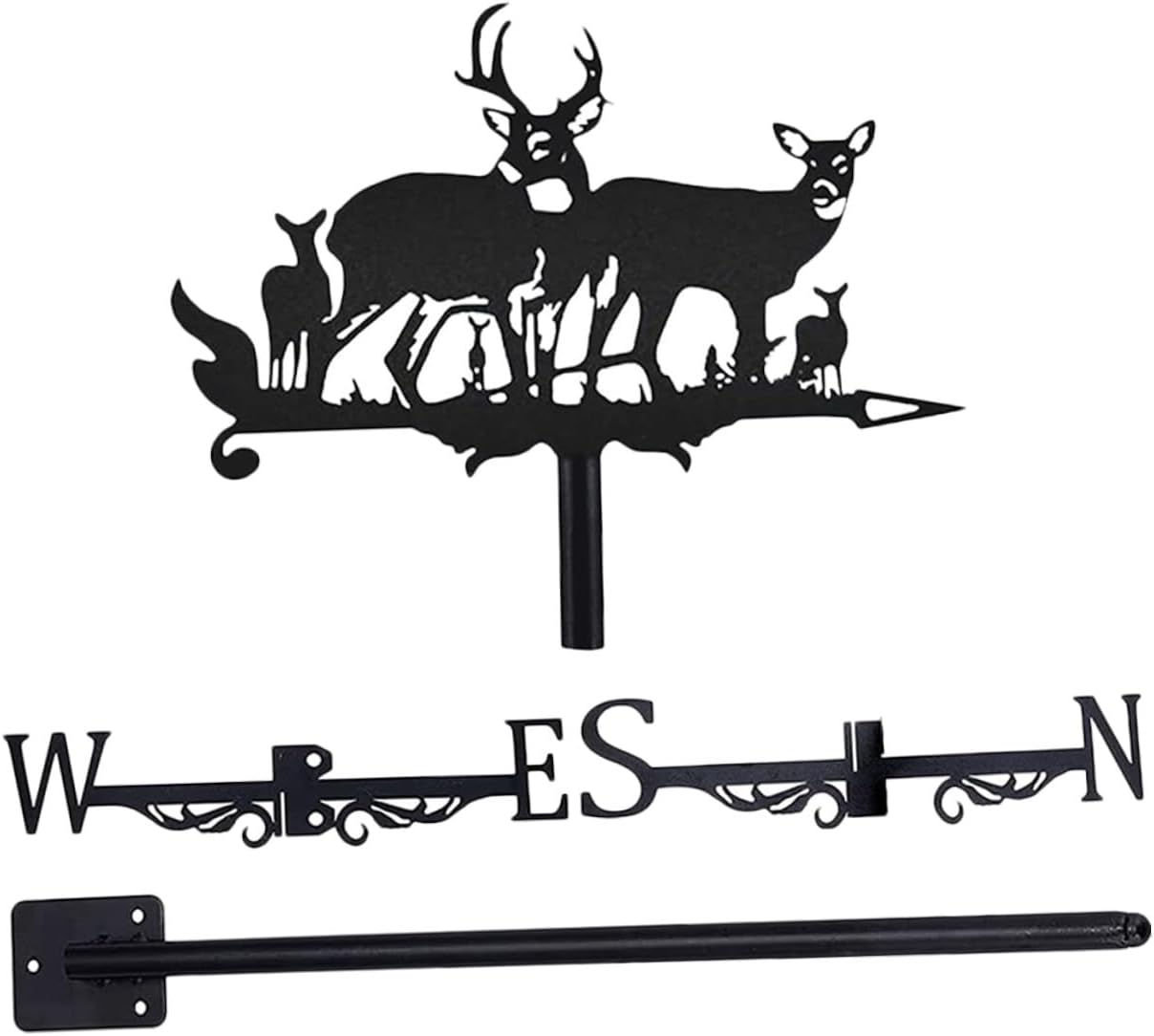 Homoyoyo Iron Elk Weathervane Wind Direction Indicator for Yard and Garden Outdoor Metal Weather Vane with Stand Patio Decor