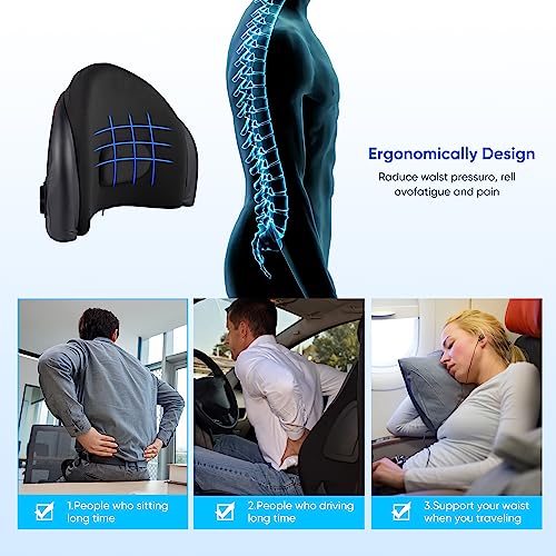 Yosayusa Memory Foam Lumbar Support Pillow Car Lower Back Support Cushion Car Seat Lumbar Pillow For Car Home Office Chair Use (Without Usb Port) #TOP5
