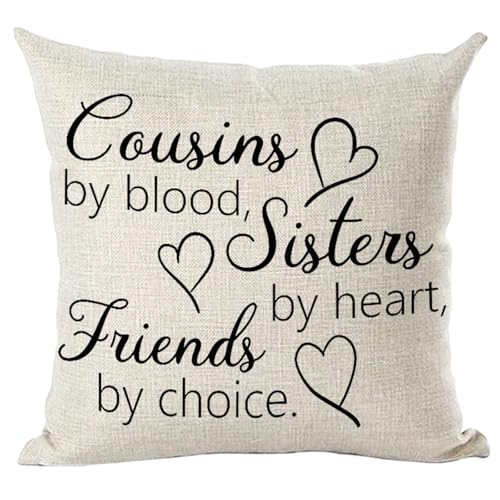 Ramirar Cousins & Friends Quote Throw Pillow Cover 18x18