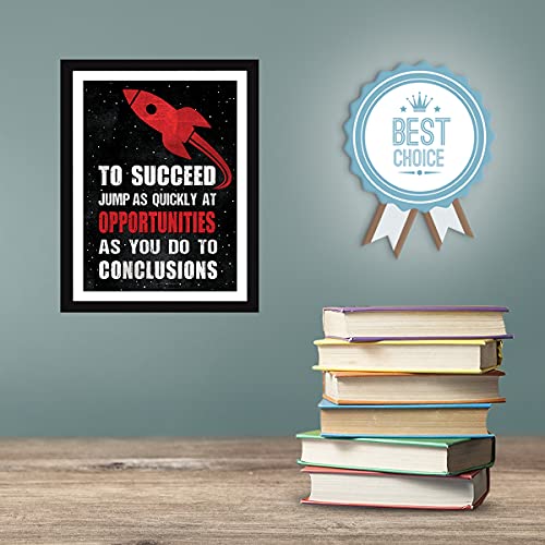 Image of Chaka Chaundh - Motivational Quotes frames - Framed posters - Wall frames for OFFICE, STUDENT & ENTREPRENEUR - Photos with quotes - Posters with frame (34 x 27 x 4 cm)-Set of 4 (Red - Black)