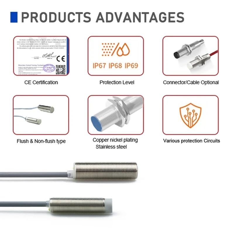 M18 Shielded PNP NPN 2mm 12V 24V 36V High Pressure Inductive Proximity Sensor(NPN NO)