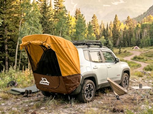 Hasika SUV Tailgate Tent - 2 Person Car Camping Awning, 3000mm Waterproof & UPF 50+ -Portable Hatchback Tent for Couples & Pet Owners, 2-Min Setup Road Trip Essentials Yellow image 3