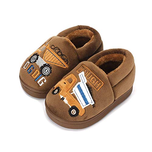 Legou Zapatillas cálidas para niños y niñas, con dibujos animados, para invierno, para interiores, para niños, color Marrón, talla Medium