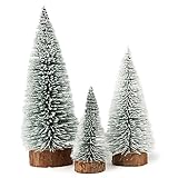 🚂【Materiale:】Il mini albero di natale innevato da tavolo è realizzato in plastica e legno.